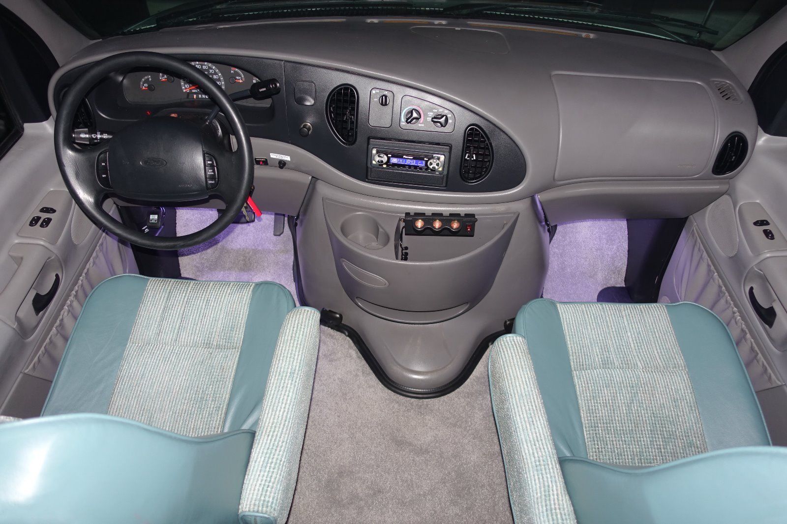 Cockpit dash with Pioneer CD player and new LED footwell lights